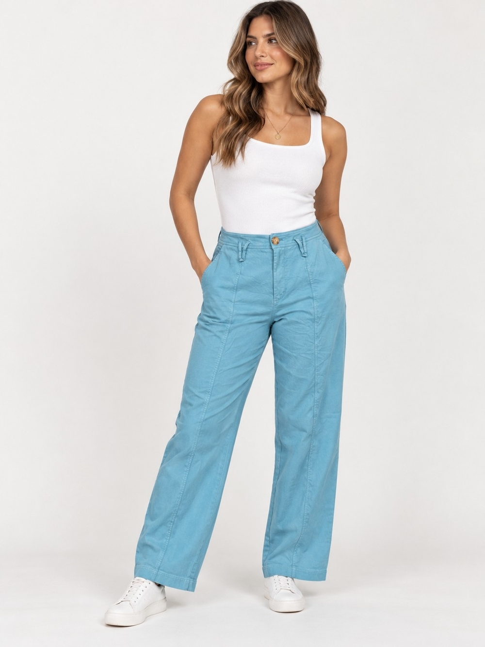 Anthropologie Sky Blue High-Rise Wide Leg Jeans